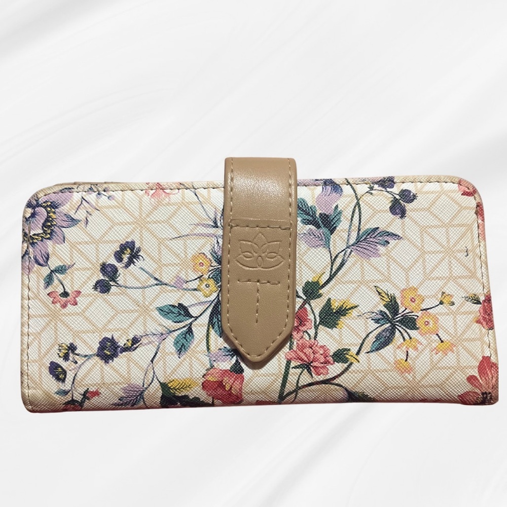 Boho Botanical Organizer Snap Wallet EUC